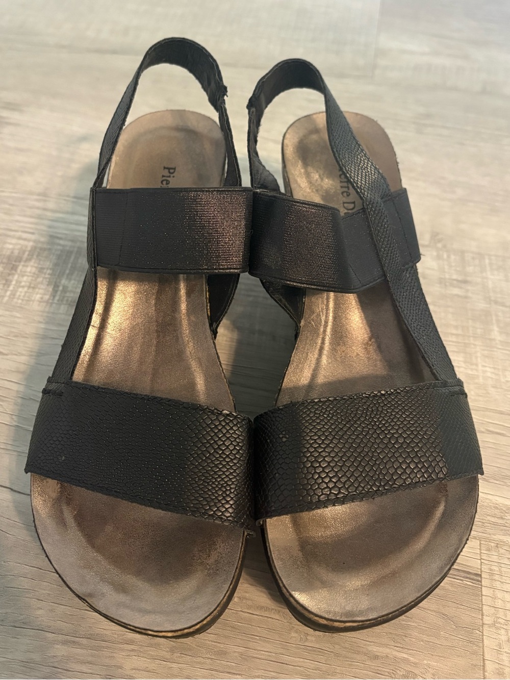 Pierre Dumas Black Women's Elastic Strap Sandals - Comfortable Everyday Weary